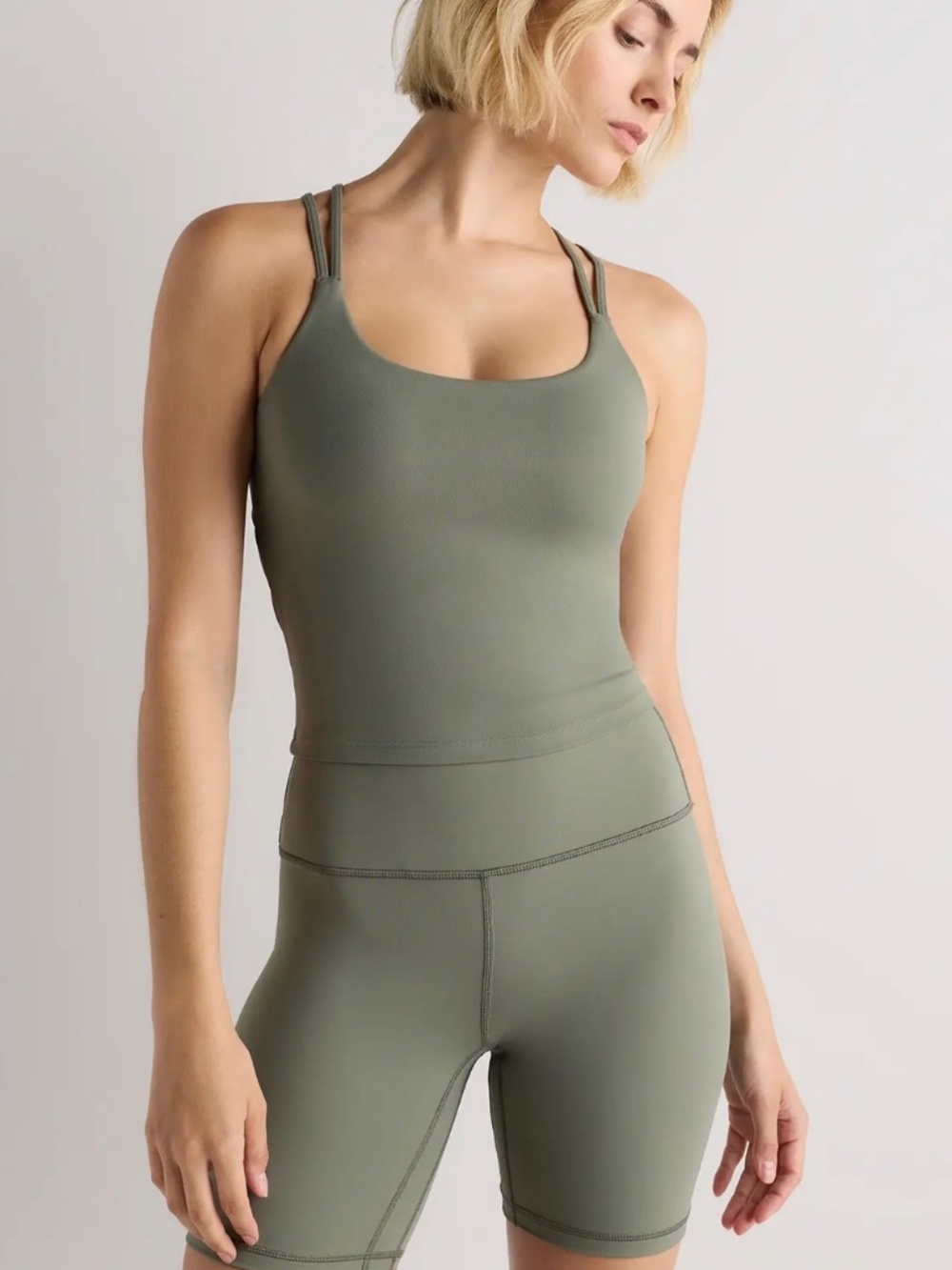 Quince Ultra-Form Strappy Bra Tank, Smoked Thyme Green, M / L / XL